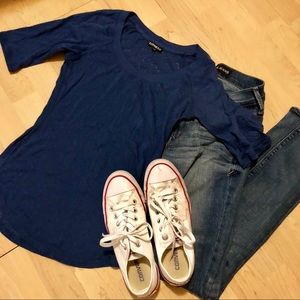 Express Burnout Navy Blue Tee